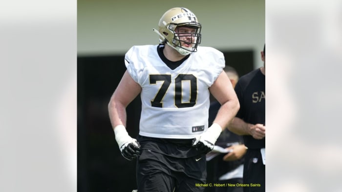 Saints OT Trevor Penning during the team’s rookie camp. Credit: neworleanssaints.com